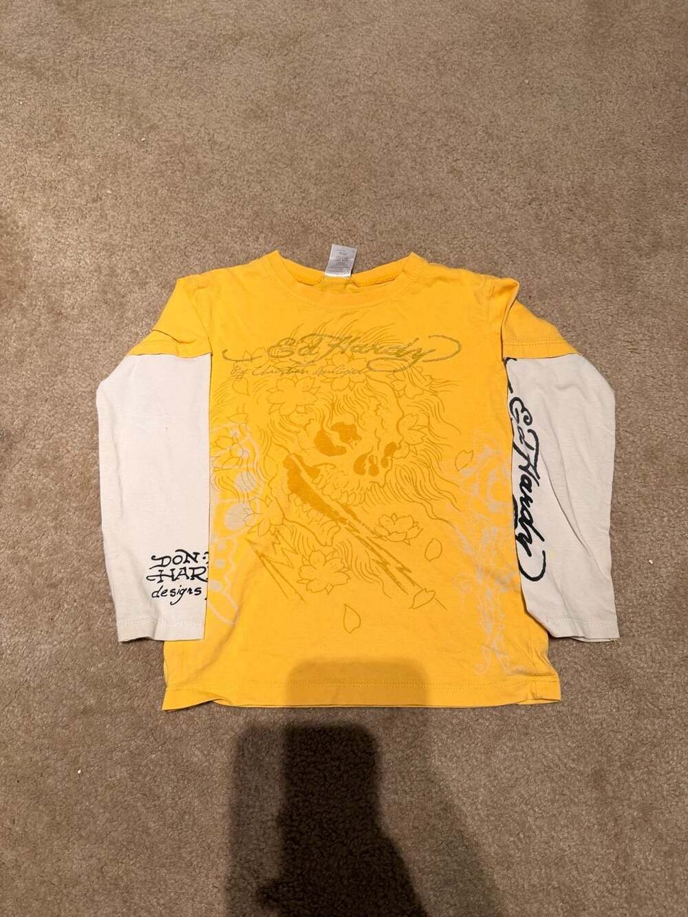 Kids size 5-6 Ed Hardy Y2K Graphic Long Sleeve Layered Shirt